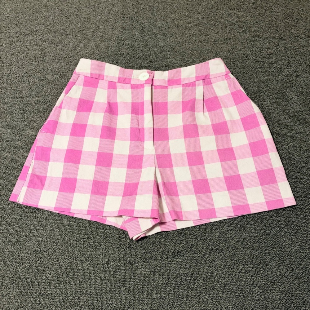 ZARA Pink Gingham High Waisted Shorts Women Size Small Checkered Preppy Coquette